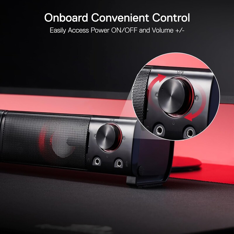Redragon GS550 PC Gaming Speakers 2.0 канален настолен компютър Sound Bar Качествен бас и прилична червена подсветка