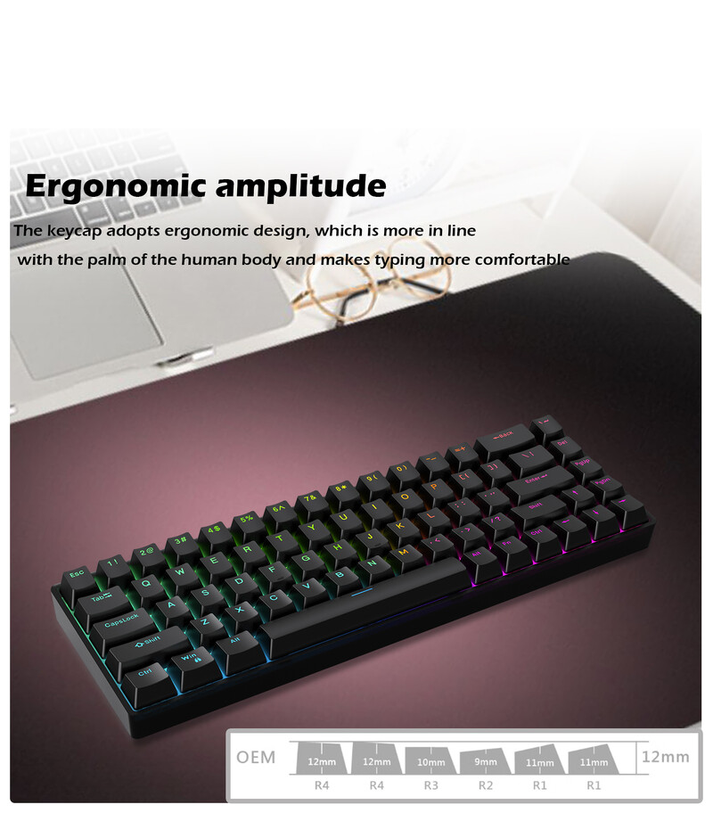 Raven68 Esports Magnetic Axis klávesnica, káblová, single mode PBT, priehľadná klávesnica, 8K Return, nastaviteľná, 68 kláves, herná mechanická klávesnica