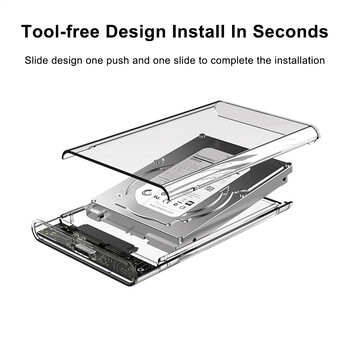 Περίβλημα σκληρού δίσκου USB 2.0/3.0/Type C σε SATA SSD, περίβλημα εξωτερικού σκληρού δίσκου 2,5 ιντσών 9,5 mm χωρίς εργαλεία, υποστήριξη UASP/Max 2TB