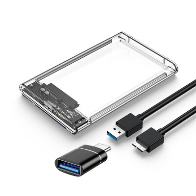 USB 2.0 / 3.0 / C tipo SATA SSD HDD korpusas, 2,5 colio 9,5 mm išorinio standžiojo disko korpusas be įrankių, UASP / maks. 2 TB palaikomas