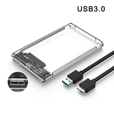 USB 2.0 / 3.0 / C tipo SATA SSD HDD korpusas, 2,5 colio 9,5 mm išorinio standžiojo disko korpusas be įrankių, UASP / maks. 2 TB palaikomas