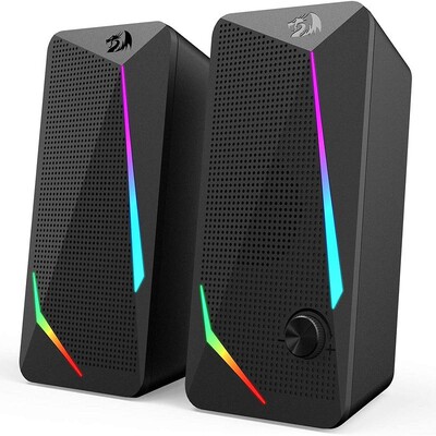 Επιτραπέζια ηχεία Redragon GS510 Waltz RGB, Στερεοφωνικό ηχείο υπολογιστή 2.0 καναλιών με 4 πολύχρωμες λειτουργίες οπίσθιου φωτισμού LED, βελτιωμένη