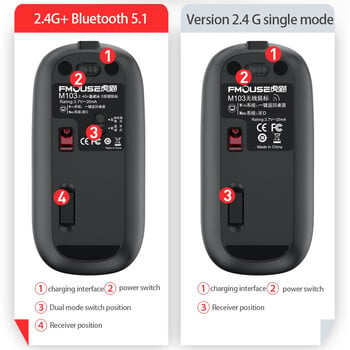 Type-C безжична мишка Компютър Bluetooth мишка Безшумен компютър Mause Акумулаторна ергономична мишка 2.4G USB оптични мишки за лаптоп PC