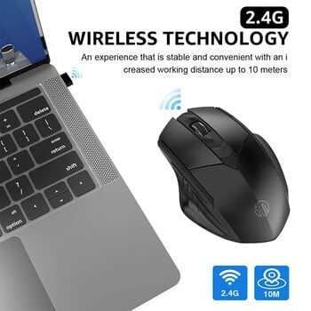 Съвместима с Bluetooth мишка, акумулаторна 2.4G INPHIC PM6 безжична мишка, поддръжка за заглушаване на офиса, компютър, лаптоп, таблет, смартфон, универсален