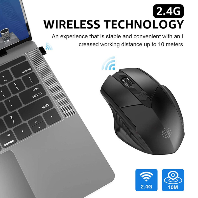 Bezdrôtová myš kompatibilná s Bluetooth, nabíjateľná 2,4 G, INPHIC PM6, kancelárska myš, podpora stlmenia zvuku, PC, notebook, tablet, smartfón, univerzálna