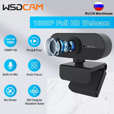 Wsdcam HD 1080P kamera tīmekļa kamera dators dators tīmekļa USB kamera ar mikrofonu. Pagrieziet kameru videozvanu konferences darbam