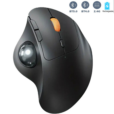 2.4G + Bluetooth Trackball ποντίκι Ασύρματο επαναφορτιζόμενο, εργονομικό, εύκολο και εύκολο έλεγχο αντίχειρα Ποντίκι παρακολούθησης gaming υπολογιστή