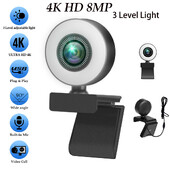 4K 2K 1080P WithLight Prenosná Full HD webkamera PC Laptop Automatické zaostrovanie Webkamera Živé vysielanie Flexibilné s mikrofónom Živé vysielanie