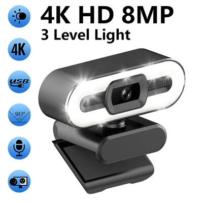Prijenosna Full HD 1080P 2K 4K web kamera Prijenosno računalo s automatskim fokusom Web kamera Streaming uživo Fleksibilno s mikrofonom Prijenos uživo sa svjetlom