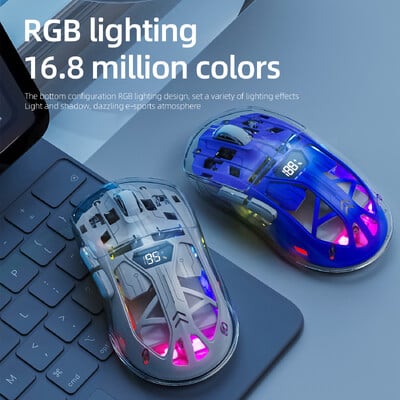 A2 Bluetooth bezvadu pele Dual Mode RGB PC savienojums, digitālais displejs, pele