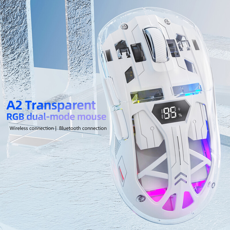 A2 Bluetooth belaidė pelė Dviejų režimų RGB kompiuterio jungtis, skaitmeninis ekranas, pelė