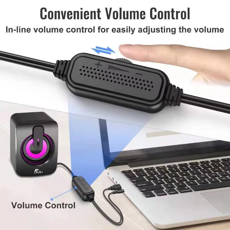 2 difuzoare pentru computer cutie de sunet pentru computer microfon stereo HIFI cu cablu USB Caixa De Som cu lumină LED pentru computer de birou