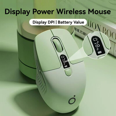 Mouse fără fir cu mod dublu cu afișaj inteligent, taste pentru sunet, reglare DPI cu 3 viteze, mouse arătos, Bluetooth 2.4G