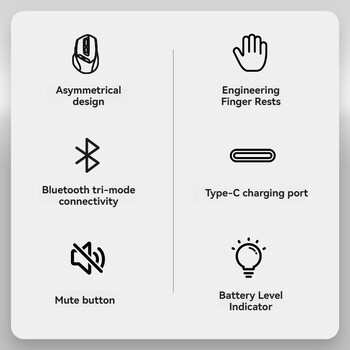 Bluetooth трирежимна мишка Акумулаторна 2.4G безжична мишка Office Mute Поддръжка PC лаптоп Таблет Смартфон Универсална мишка