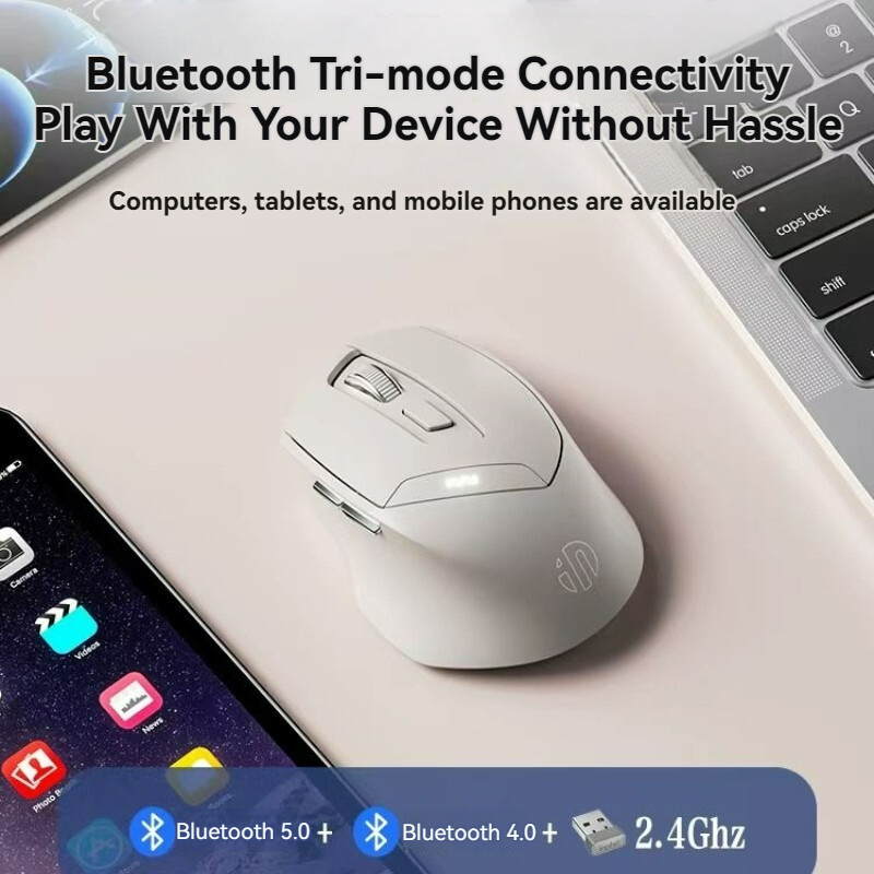 Bluetooth hárommódú egér újratölthető 2.4G vezeték nélküli egér Irodai némítás Támogatás PC Laptop Tablet Okostelefon Univerzális Egér