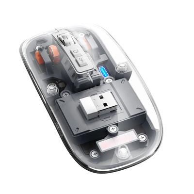 Mouse de birou transparent Mouse fără fir compatibil cu Bluetooth cu lumină RGB Mouse mecanic tip C Încărcare pentru jocuri desktop