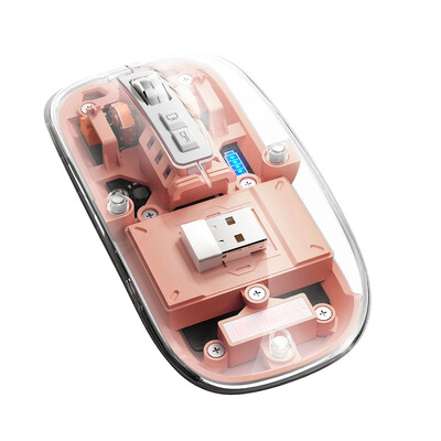 Mouse de birou transparent Mouse fără fir compatibil cu Bluetooth cu lumină RGB Mouse mecanic tip C Încărcare pentru jocuri desktop