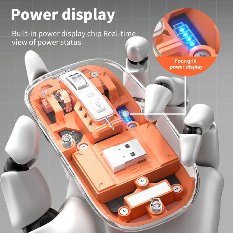 Mouse de birou transparent Mouse fără fir compatibil cu Bluetooth cu lumină RGB Mouse mecanic tip C Încărcare pentru jocuri desktop