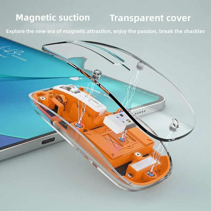 Mouse de birou transparent Mouse fără fir compatibil cu Bluetooth cu lumină RGB Mouse mecanic tip C Încărcare pentru jocuri desktop