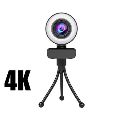 1080P/4K žiniatinklio kamera 2K Full HD žiniatinklio kamera su mikrofono LED užpildymo lempute USB žiniatinklio kamera, pasukama kompiuteriui, nešiojamam kompiuteriui, skirta Youtube