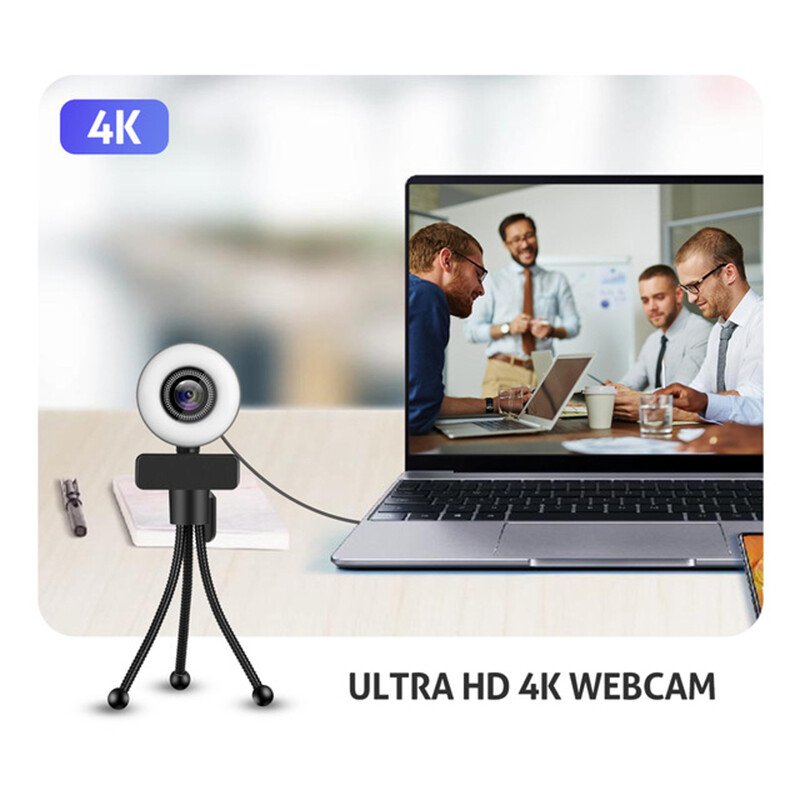 1080P/4K žiniatinklio kamera 2K Full HD žiniatinklio kamera su mikrofono LED užpildymo lempute USB žiniatinklio kamera, pasukama kompiuteriui, nešiojamam kompiuteriui, skirta Youtube
