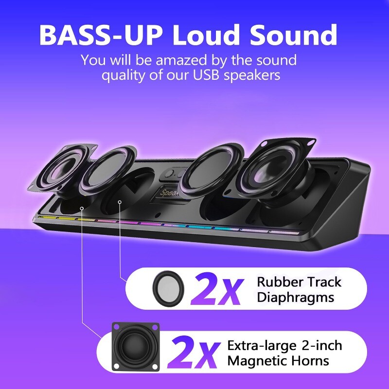 Multimédiás asztali hangszóró házimozi rendszer 3D térhatású hangsáv 6 W Bluetooth hangszóró PC játékok Audio USB vezetékes csatlakozás