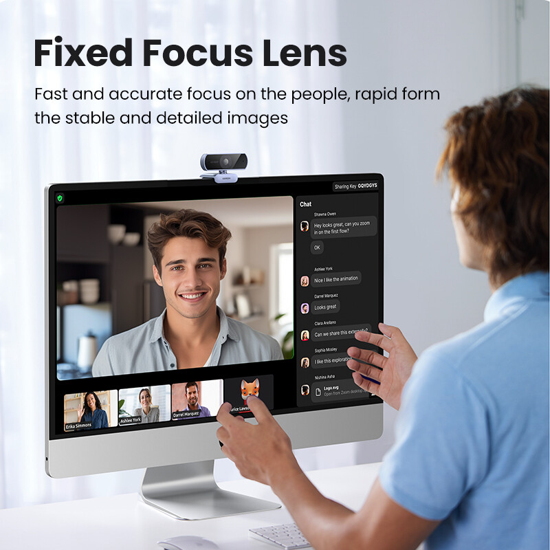 UGREEN USB tīmekļa kamera 1080P HD mini tīmekļa kamera klēpjdatoram tīmekļa kamerai Duālie mikrofoni YouTube tālummaiņas videozvaniem 2K tīmekļa kamera