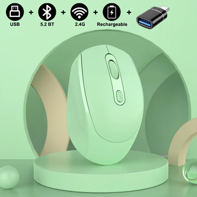 Mouse silențios fără fir compatibil Bluetooth 2,4G Mouse optic reîncărcabil în mod dublu 1600 DPI pentru MacBook Laptop PC Joc Office