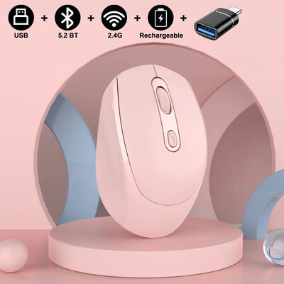 Mouse silențios fără fir compatibil Bluetooth 2,4G Mouse optic reîncărcabil în mod dublu 1600 DPI pentru MacBook Laptop PC Joc Office