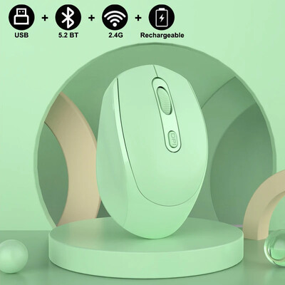 Mouse silențios fără fir compatibil Bluetooth 2,4G Mouse optic reîncărcabil în mod dublu 1600 DPI pentru MacBook Laptop PC Joc Office