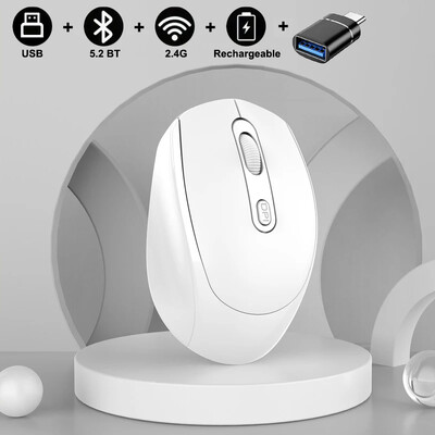 Mouse silențios fără fir compatibil Bluetooth 2,4G Mouse optic reîncărcabil în mod dublu 1600 DPI pentru MacBook Laptop PC Joc Office