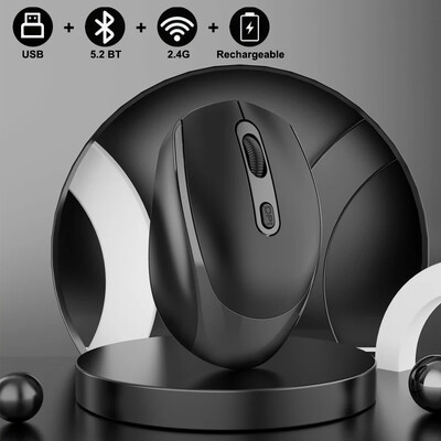 Mouse silențios fără fir compatibil Bluetooth 2,4G Mouse optic reîncărcabil în mod dublu 1600 DPI pentru MacBook Laptop PC Joc Office