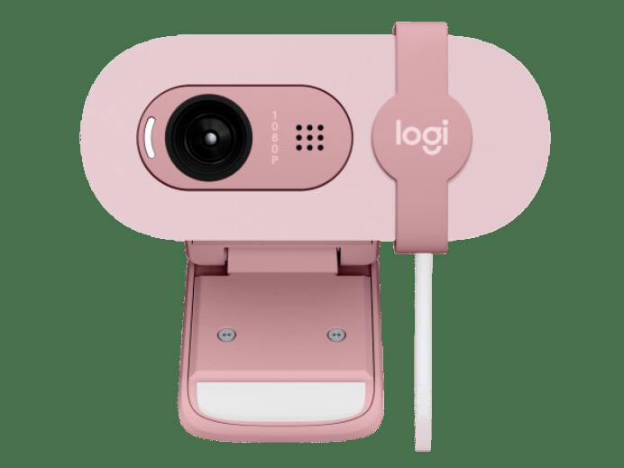 Cameră web Logitech Brio 90 HD 1080p cu echilibrare automată a luminii, obturator de confidențialitate integrat și microfon încorporat.