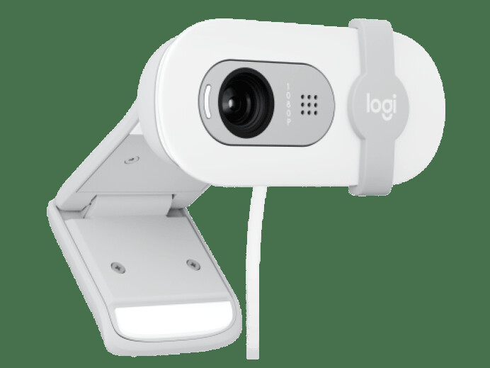 Cameră web Logitech Brio 90 HD 1080p cu echilibrare automată a luminii, obturator de confidențialitate integrat și microfon încorporat.
