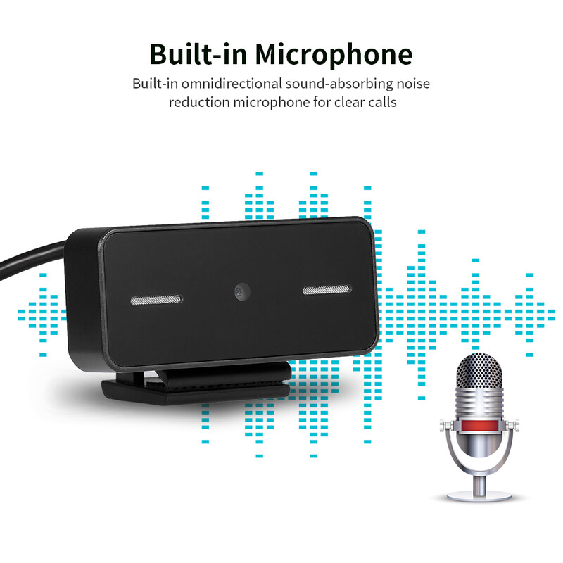 Juoda internetinė kamera 2 milijonų pikselių USB kamera Fiksuoto fokusavimo žiniatinklio kamera Integruota mikrofono žiniatinklio kamera be disko, skirta nešiojamam kompiuteriui