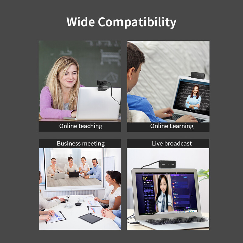 Juoda internetinė kamera 2 milijonų pikselių USB kamera Fiksuoto fokusavimo žiniatinklio kamera Integruota mikrofono žiniatinklio kamera be disko, skirta nešiojamam kompiuteriui