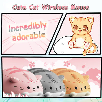 Cute Cat 2.4G vezeték nélküli egér Kreatív cica Designed Mause Ergonomikus USB optikai 1200 DPI mini egerek PC laptophoz gyerekajándékok