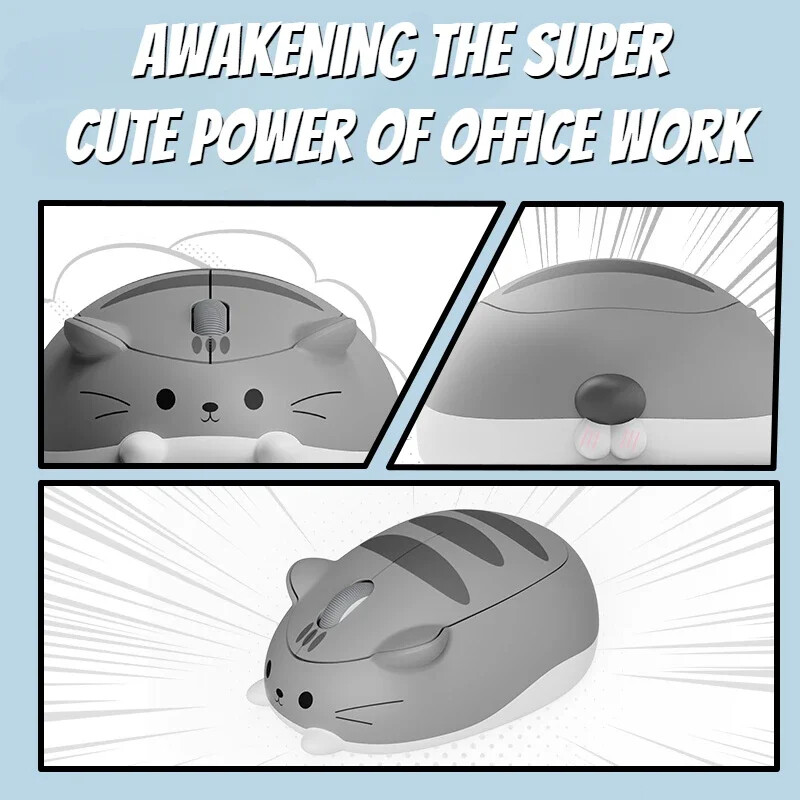 Cute Cat 2.4G belaidė pelė Kūrybinis kačiukas, sukurtas Mause Ergonomiškas USB optinis 1200 DPI mini pelės, skirtos nešiojamam kompiuteriui vaikams dovanos