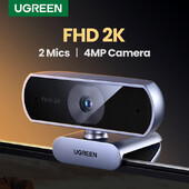 UGREEN USB internetinė kamera 2K HD mini internetinė kamera nešiojamam kompiuteriui žiniatinklio kamera Dvi mikrofonai, skirti Youtube Zoom vaizdo skambučiams 30 kadrų per sekundę interneto kamera