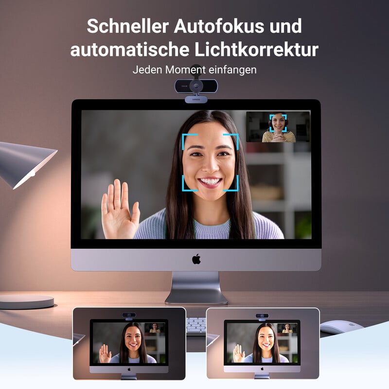 UGREEN USB internetinė kamera 2K HD mini internetinė kamera nešiojamam kompiuteriui žiniatinklio kamera Dvi mikrofonai, skirti Youtube Zoom vaizdo skambučiams 30 kadrų per sekundę interneto kamera