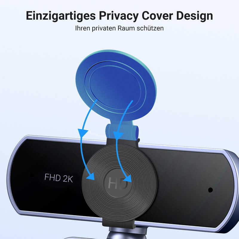 UGREEN USB internetinė kamera 2K HD mini internetinė kamera nešiojamam kompiuteriui žiniatinklio kamera Dvi mikrofonai, skirti Youtube Zoom vaizdo skambučiams 30 kadrų per sekundę interneto kamera