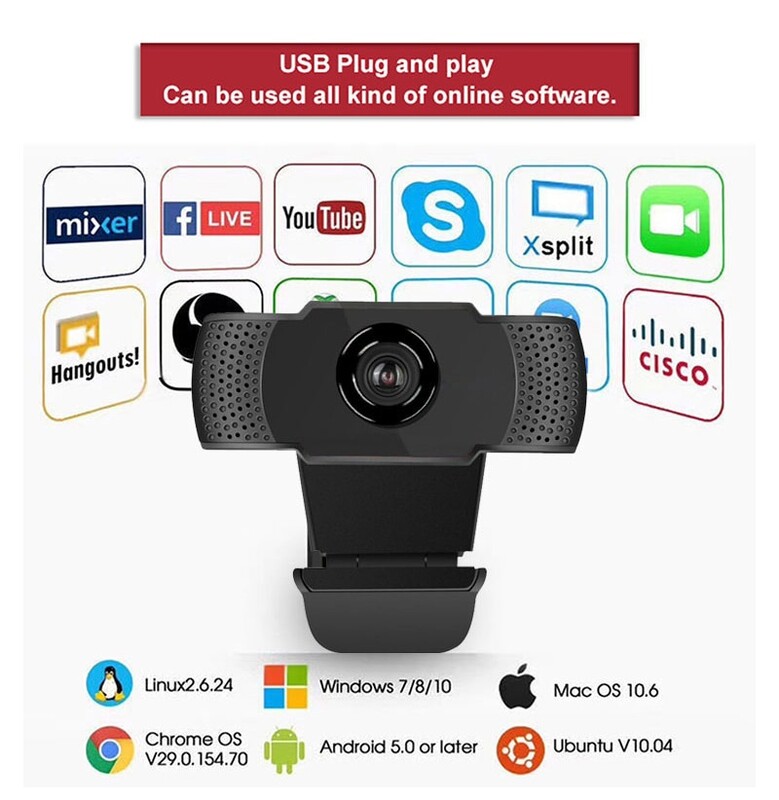 Νέα κάμερα Web 1080P Web Camera Full HD με Μικρόφωνο Full Light Μικρόφωνο USB Βύσμα Web Cam για υπολογιστή υπολογιστή Mac Επιτραπέζια κάμερα φορητού υπολογιστή