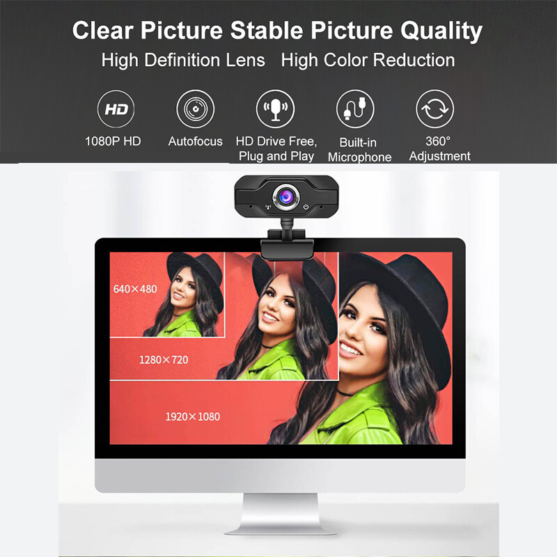 Full HD Webcam 1080P 60fps Φορητός Υπολογιστής Υπολογιστής Κάμερα Web Κάμερα Ενσωματωμένο μικρόφωνο για βιντεοκλήσεις Διάσκεψη Ζωντανά τρίποδο εργασίας