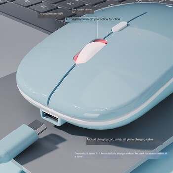 Творчески подаръци Модно зареждане Безжичен Bluetooth Двурежимен Сладко момиче Без звук Настолни компютри Преносими компютри Универсална офис мишка Ергономична
