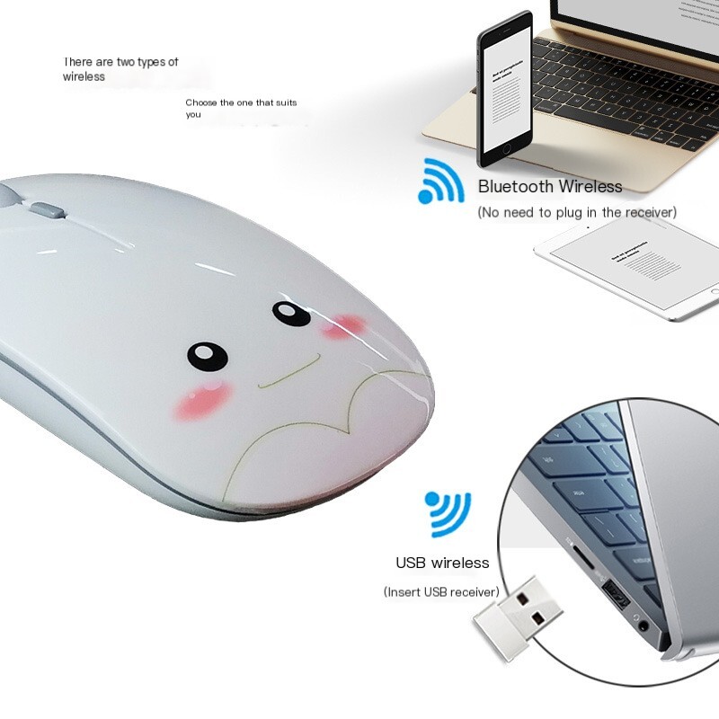 Kreatívne darčeky Módne nabíjanie Bezdrôtové Bluetooth Dual-Mode Roztomilé dievča Stlmenie Stolné počítače Notebooky Univerzálna kancelárska myš Ergonomická