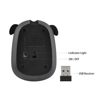 Акумулаторна безжична мишка Cute Optical Catoon Dog Silent Mause USB Ergonomic 1200 DPI Gaming Mice For PC Laptop PC Kid Gift