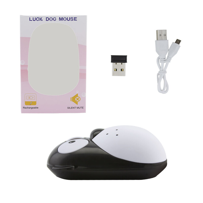 Nabíjateľná bezdrôtová myš, roztomilá optická myš s mačacím psíkom, tichá myš s USB, ergonomická herná myš s 1200 DPI pre PC, darček pre deti