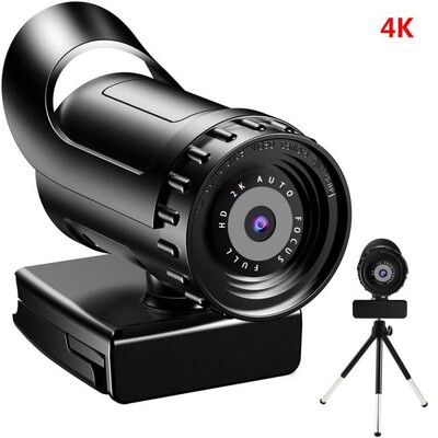 Autofokuss 1080p/2K/4K tīmekļa kamera Datora kamera HD tīkls USB tiešraides tīmekļa kamera, grozāma ar statīvu tiešraides video konferencei