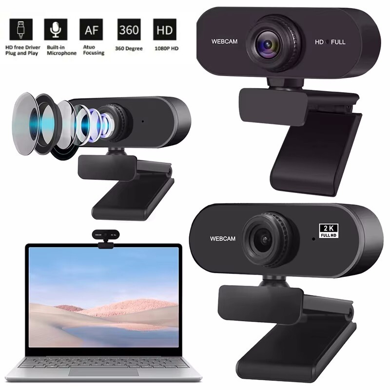 Kamera 1080P HD 2K dators HD USB kamera Iebūvēta mikrofons Tīkla kamera Web kamera darbam ar mikrofona statīvu