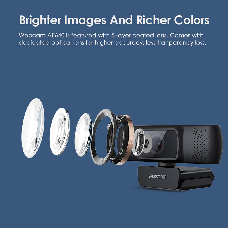 Cameră web AUSDOM AF640 Full HD 1080P Focalizare automată cu microfon cu anulare a zgomotului Cameră web pentru Windows Mac